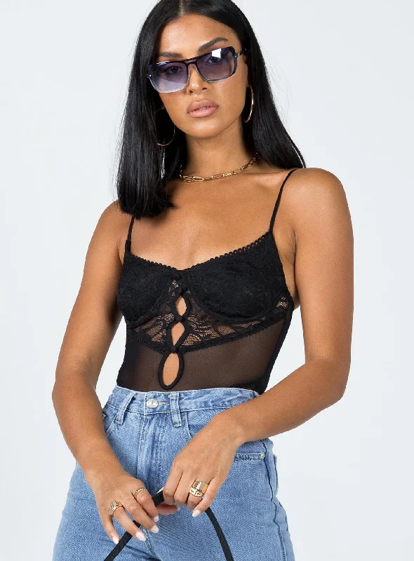 Ellora Bodysuit Black Artistic Women's Hand - painted