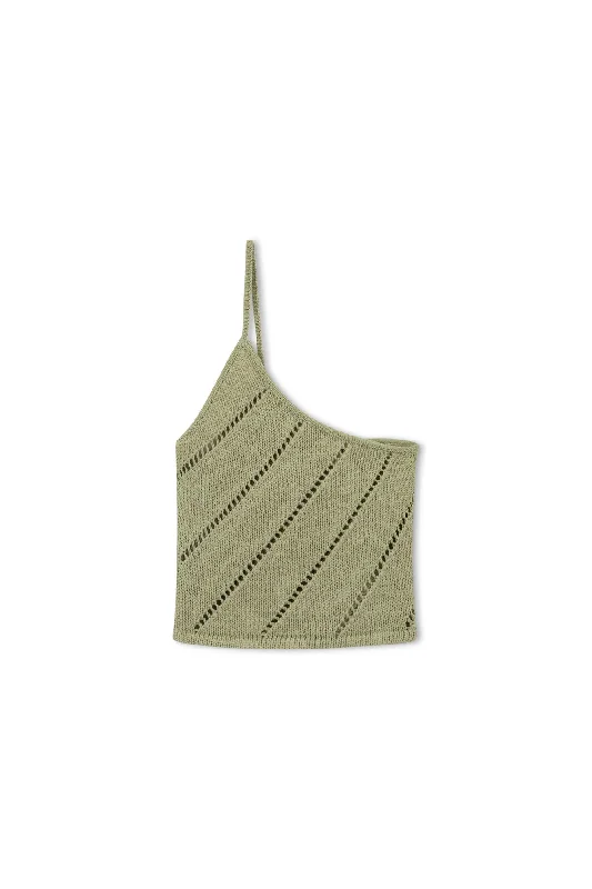 Olive Lattice Knit Top Confident Women's High - fashion