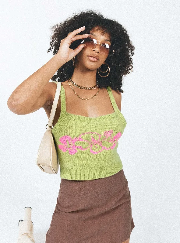 Aloha Top Green / Pink performance