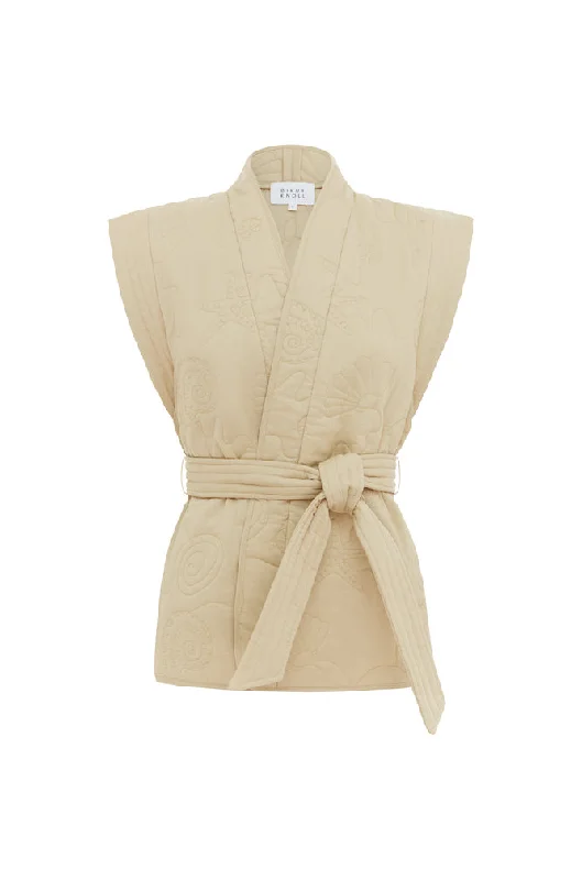 Luca Quilted Vest Sand Dapper Women's 1920S