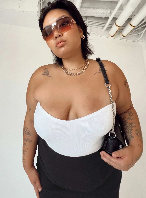Aston Strapless Bodysuit White Curve Edgy Women's Punk