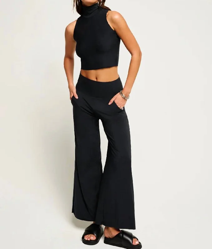 Butter Wide Leg Lounge Pant In Black