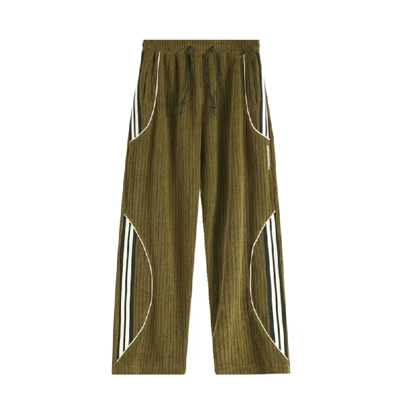 Corduroy Pit Strip Solid Color Loose Straight Sweatpants