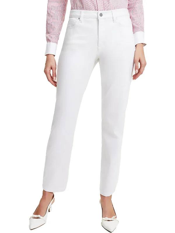 Petites Womens Mid Rise Sculpt Straight Leg Jeans Luxurious Women's High -  end