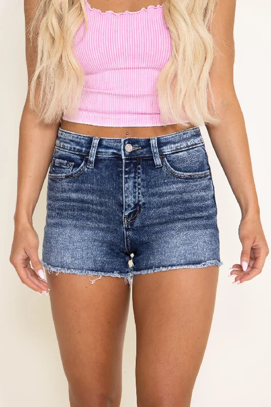 Vervet Rebecca High Rise Mild Acid Denim Shorts for Women | V2892