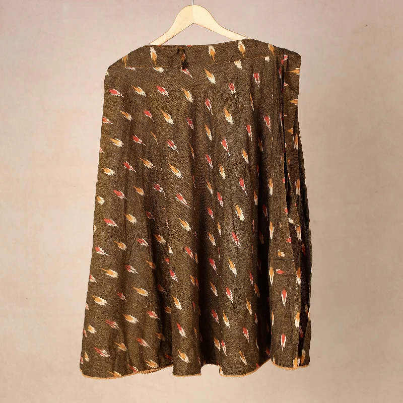 Brown - Pochampally Ikat Cotton Wrap Around Skirt