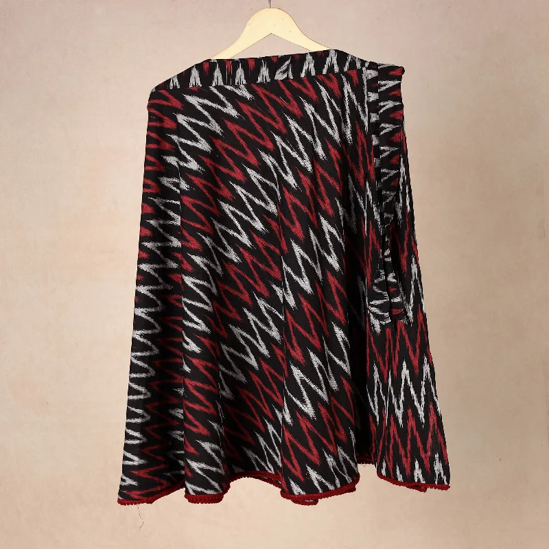 Black - Pochampally Ikat Cotton Wrap Around Skirt