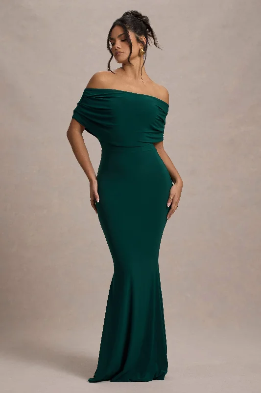 Bowden | Bottle Green Bardot Maxi Dress Bohemian Women's Free