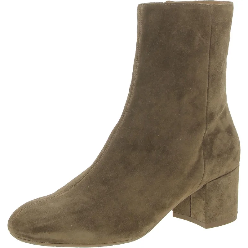 Aquatalia Womens Leonora Suede Block Heel Ankle Boots Hip Women's Retro