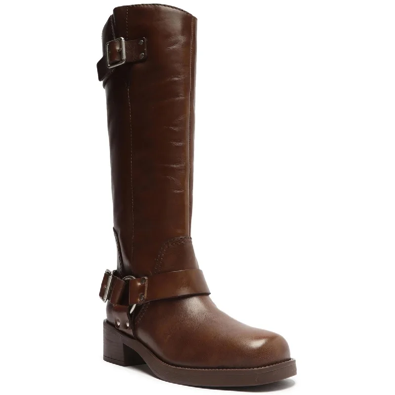 Arezzo Womens Clara Knee-High Leather Tall Motorcycle Boots Laid - back Women's Style Arezzo Womens Clara Knee-High Leather Tall Motorcycle Boots Laid - back Women's Style