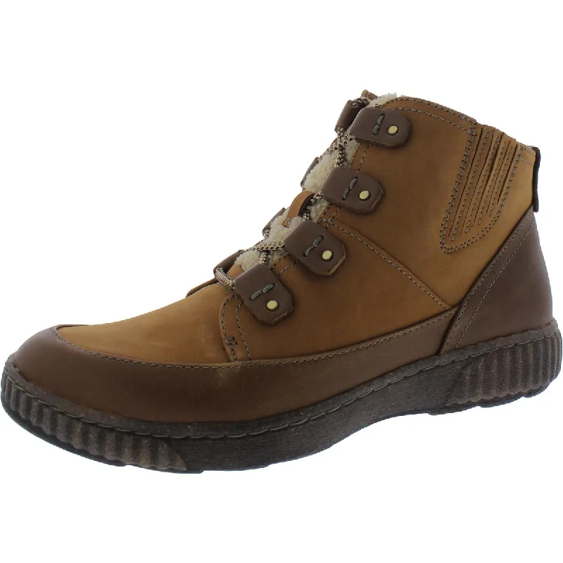 Clarks Womens Magnolia Moon Leather Zipper Combat & Lace-Up Boots Women
