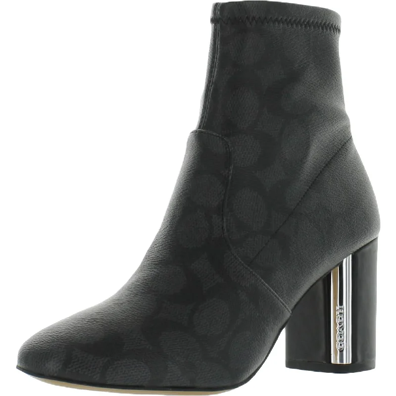 Coach Womens Margot Signature Bootie Block Heel Ankle Booties