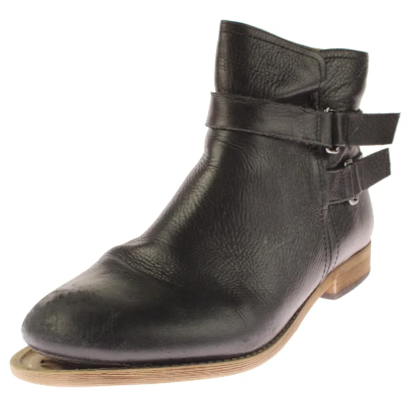 Franco Sarto Womens Harwick Leather Round Toe Ankle Boots