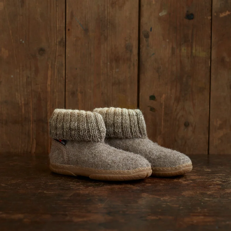 Boiled Wool Yuki Slipper Boot - Beige Melange Refined Women's Classic 