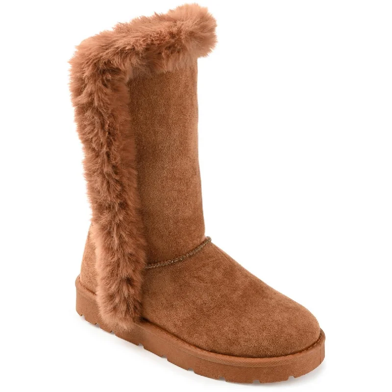 Journee Collection Womens Cleeo Faux Leather Faux Fur Lined Winter & Snow Boots Compression