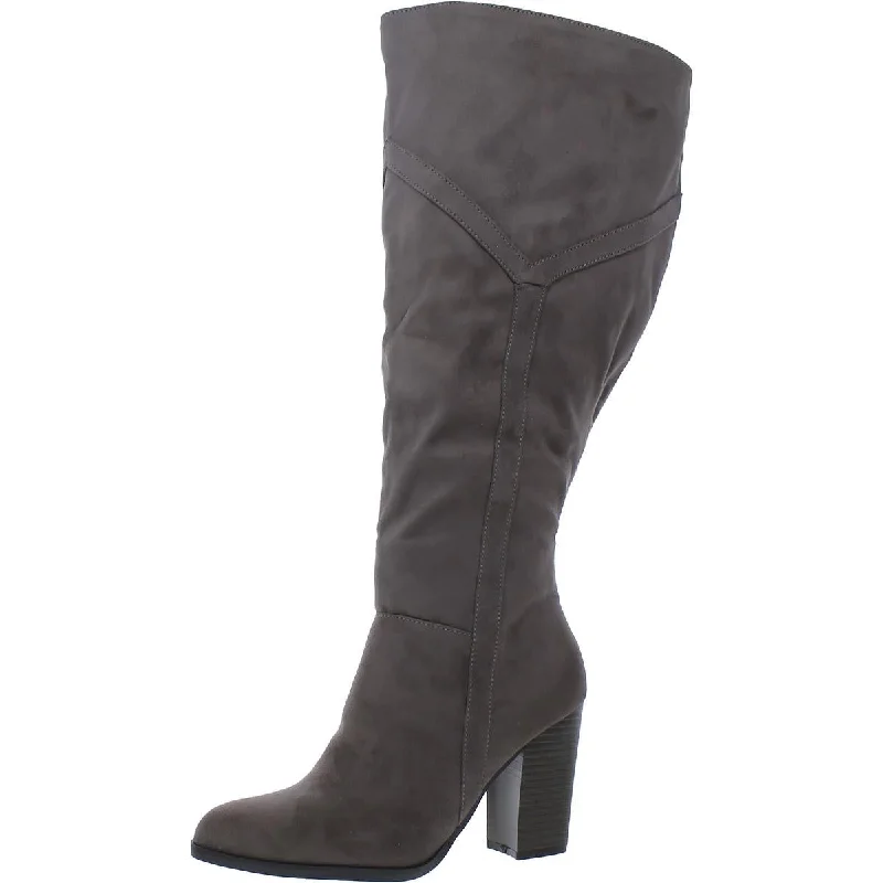 Journee Collection Womens Faux Suede Stacked Heel Knee-High Boots