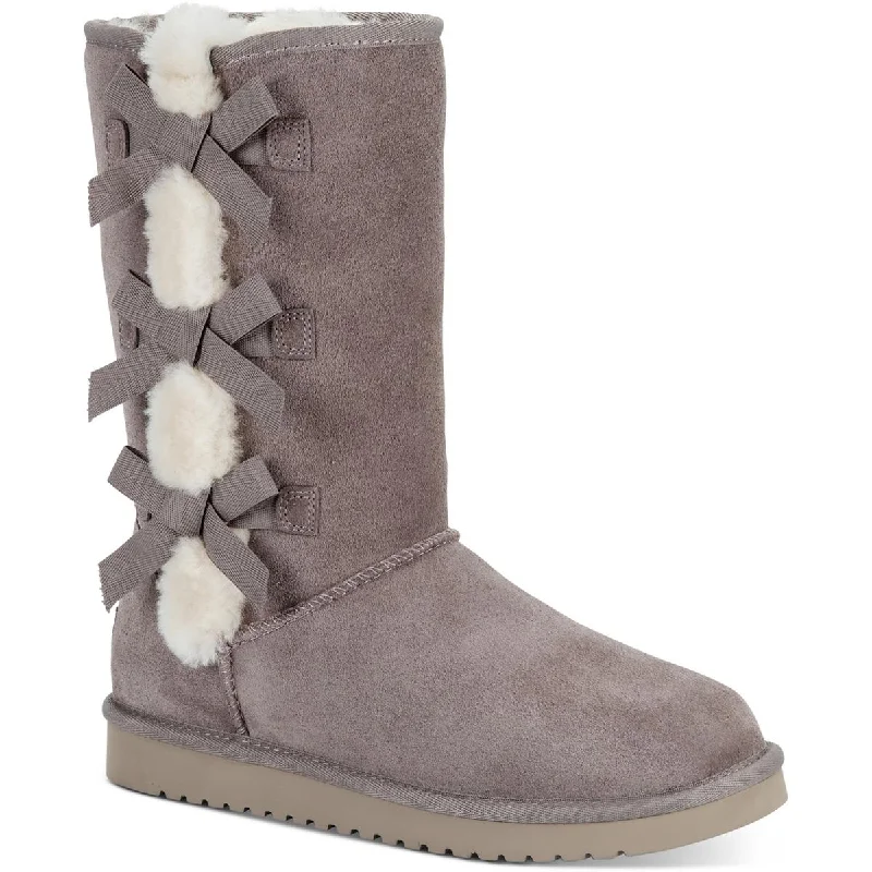 Koolaburra Womens Victoria Tall Suede SHEEP Fur Trim Casual Boots