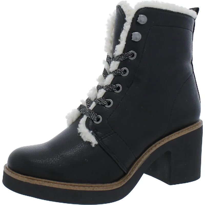 LifeStride Womens Faux Leather Faux Fur Lined Ankle Boots