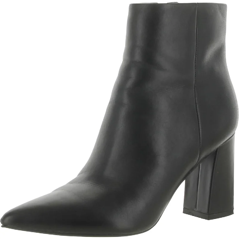 Marc Fisher Womens Gritana Leather Block Heel Ankle Boots