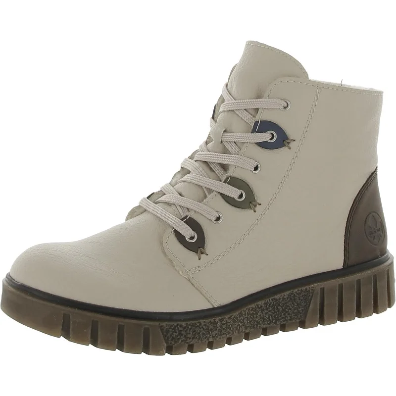 Rieker Womens Fenja 01 Faux Leather Lace-Up Ankle Boots Stylish Women's Tropical 