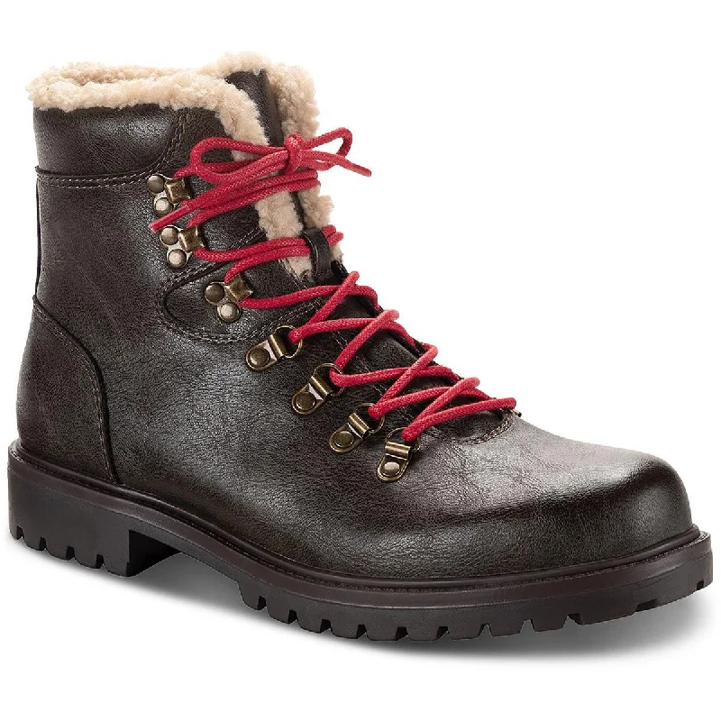 Sun + Stone Womens Kyson Faux Leather Cozy Winter & Snow Boots