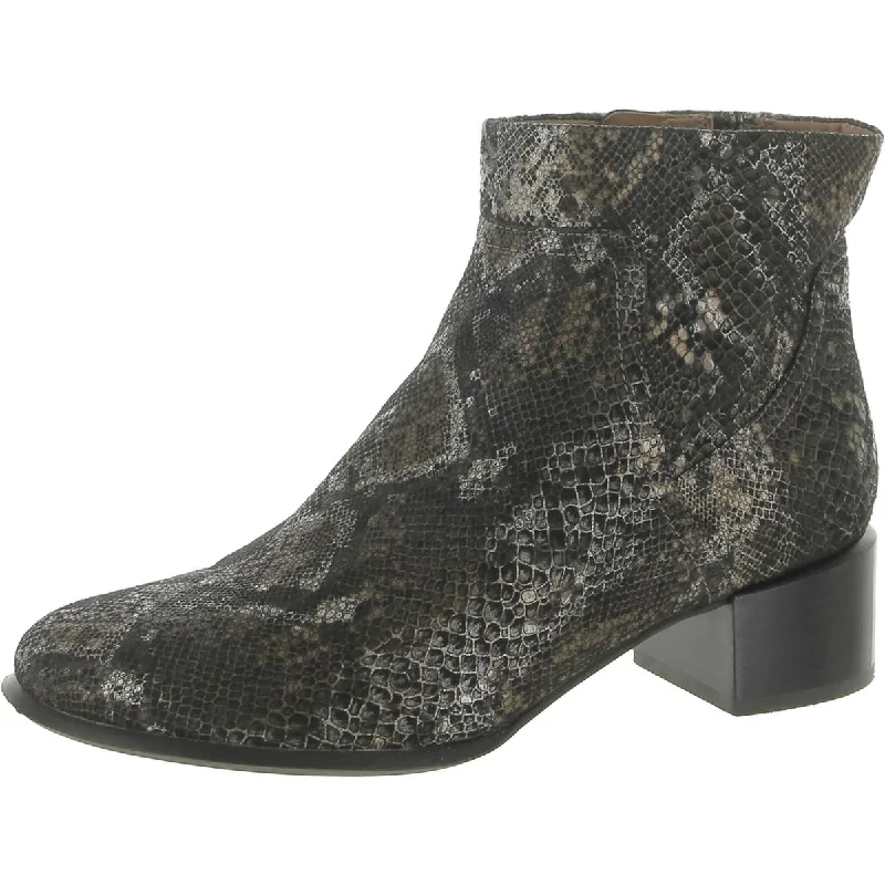 Vionic Womens Kamryn Leather Snake Print Ankle Boots