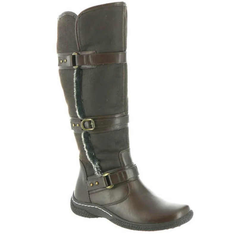 Wanderlust Womens Gabriella 2 Faux Fur Lined Faux Leather Knee-High Boots French