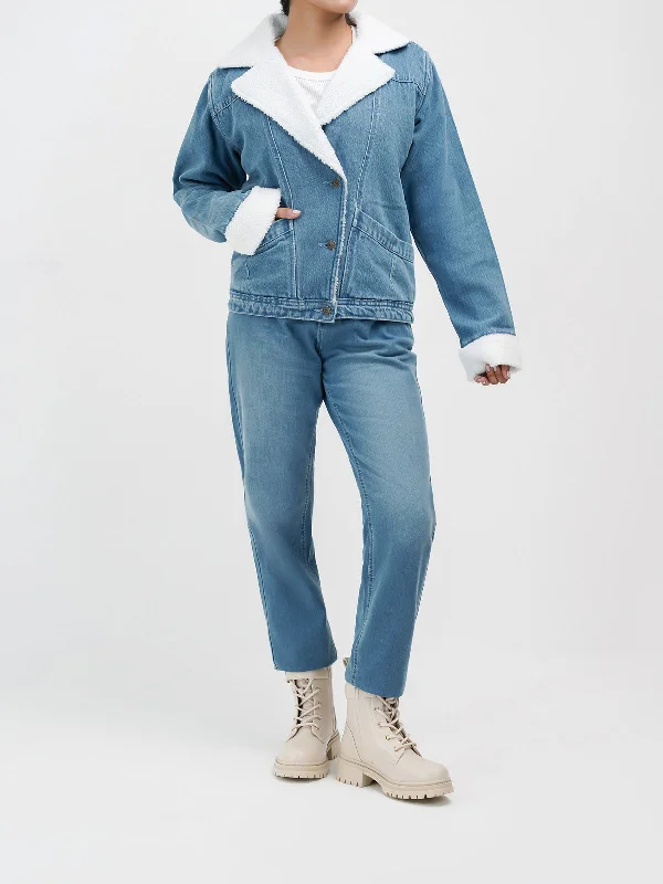 "HIKARU" Sherpa Lining Denim Jacket Dynamic Women's Moto