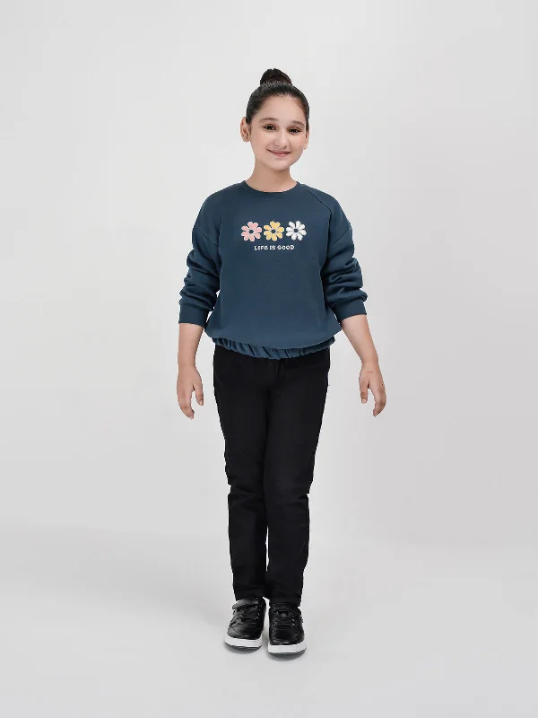 "INZIK" Crew Neck Fleece Sweatshirt Monochromatic All - in - one