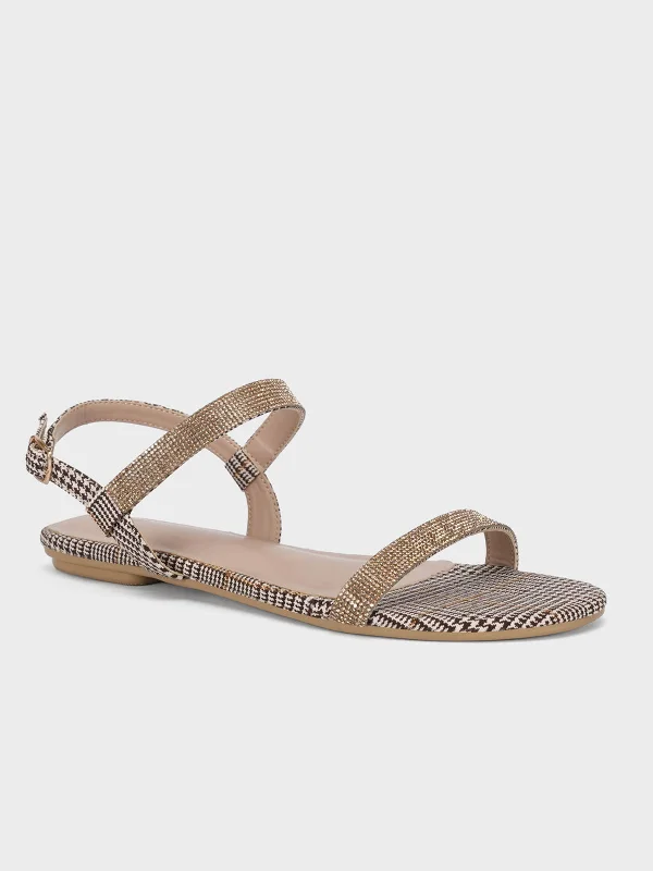 Women's "COACHI" Shimmer Flat Sandals Refined Women's Hand - crafted
