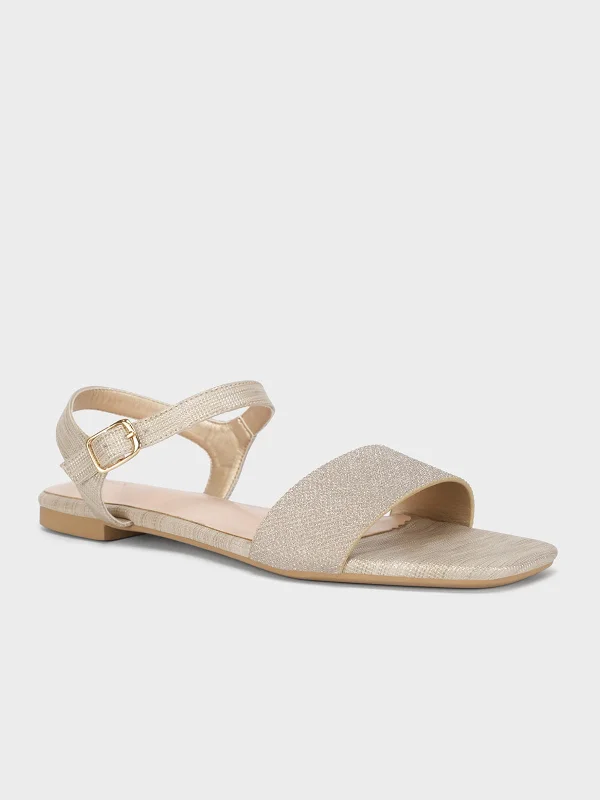 Womens "ORIOLE" Shimmer Flat Sandals Monochromatic Office Style