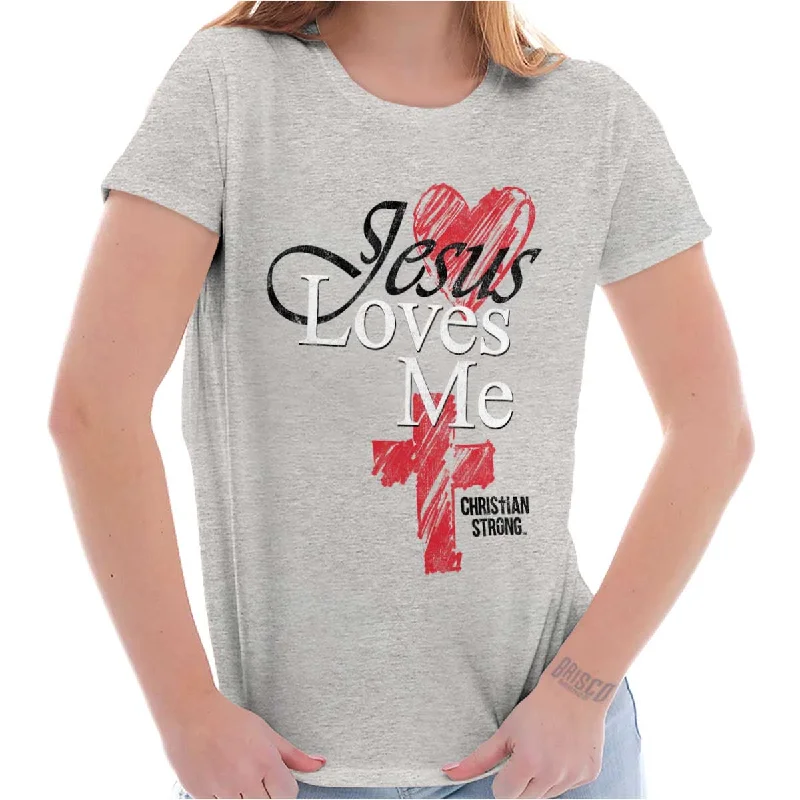 Jesus Loves Me Cross Ladies T Shirt Compression
